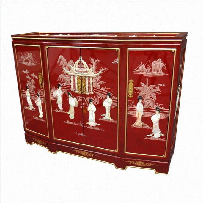 Oriental Furniture Slant Front Accent Chest With Removable Shelf