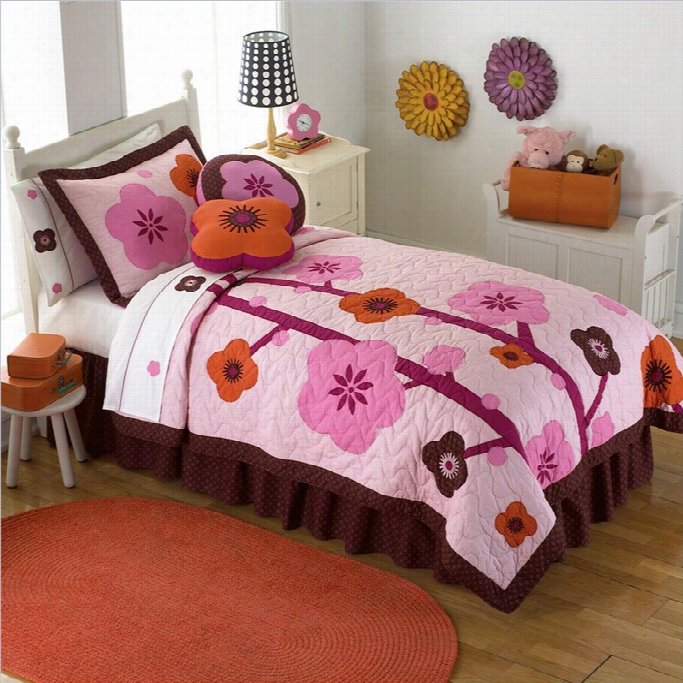 Pem America Flowers For Hanna Multicolor Quilt Set-twin