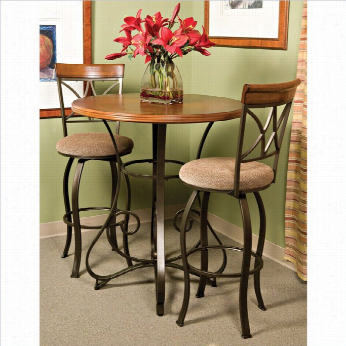 Powell Furniture Hamilton Pub  Table In Matte Pewter And Bronzze