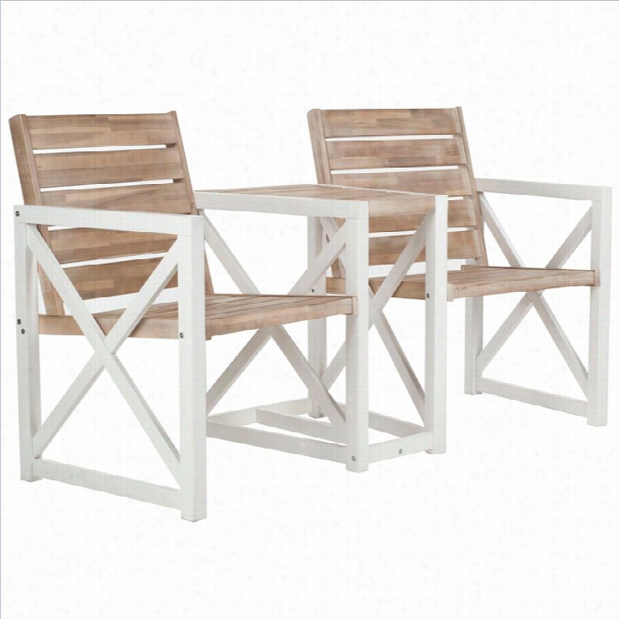 Safavieh Jovanna Steeel And Acacia Wodo 2 Seat Bench In White And Oak