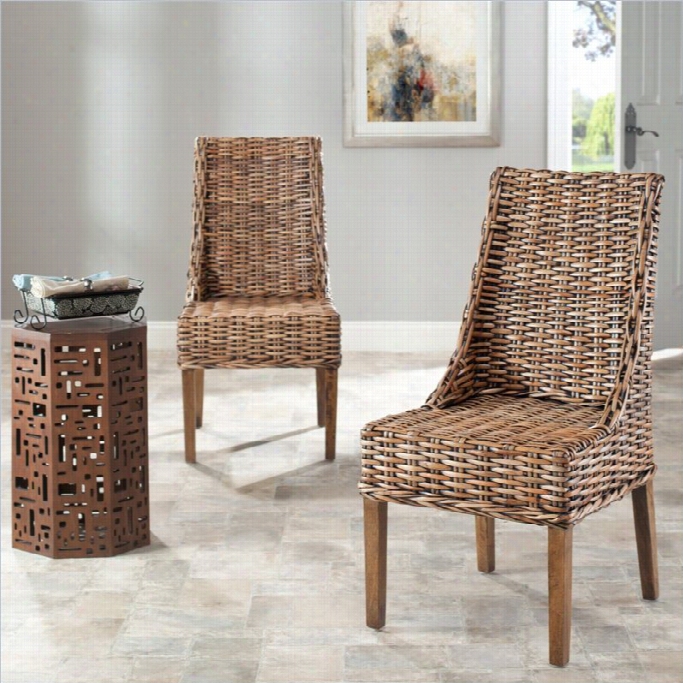 Safavieh Stacy Mango Arm Dining Chair In Brown (set Of 2)