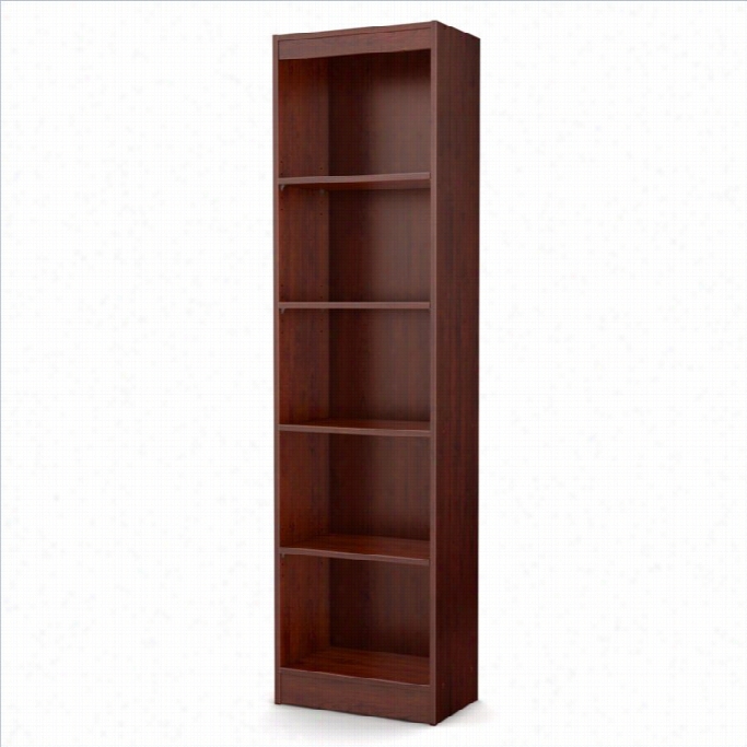 South Shore Axess 5 Shelf Narrow Bookcase In Royal Cherry