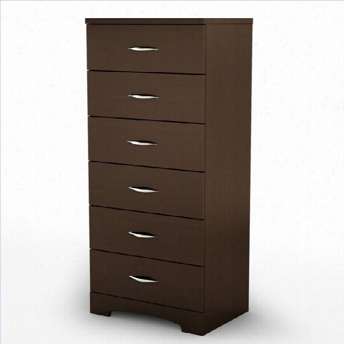 South Shorre Back Bay Sinfle 6 Drawer Lingerie Chest In Chocolate Finish