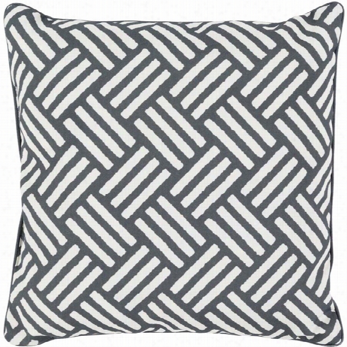 Surya Basketweave Poly Fill 20  Square Pillow In Bl Ack
