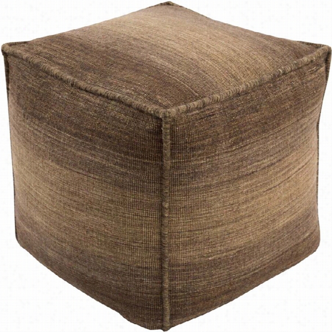 Surya Chaz Wool Cube Pouf Ottomna In Brown
