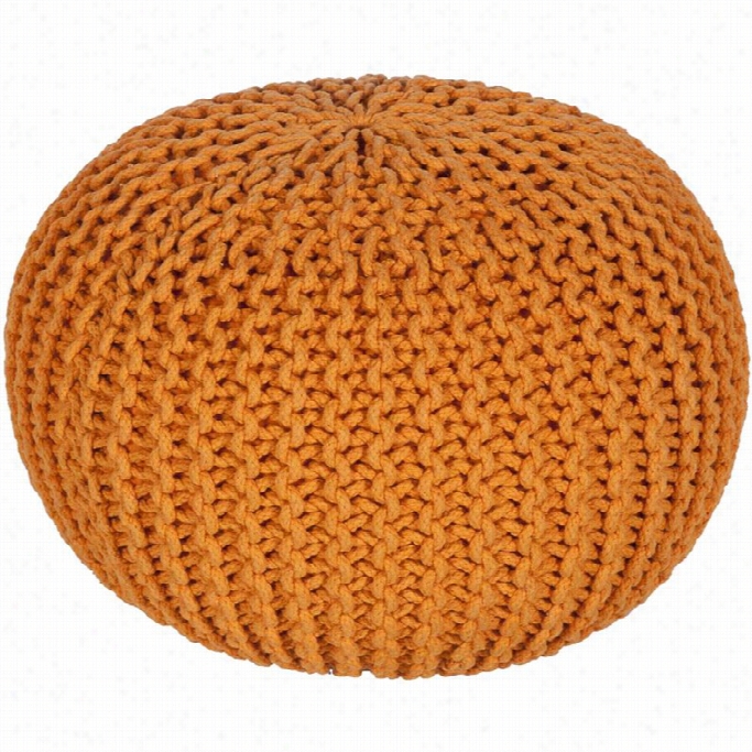 Surya  Malmo Cotton Sphere Pouf Ottoman In Orange