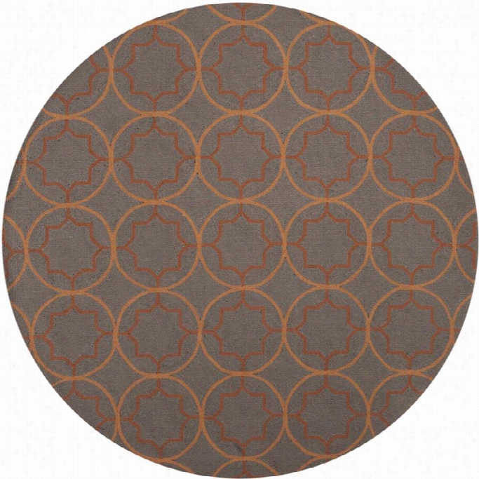 Surya Raon  8' X 8'round Hand   Hooked Rug In Gray And Orange