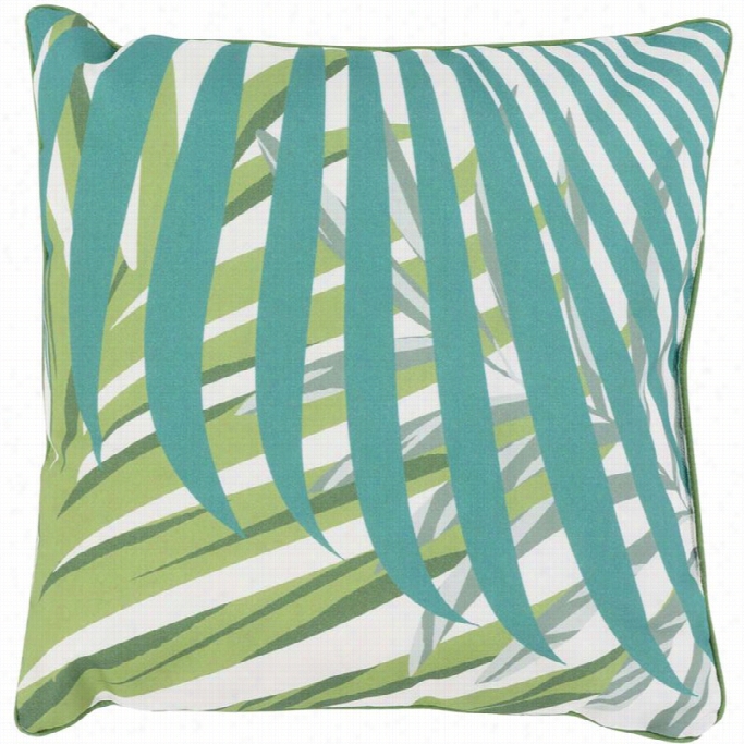 Surya Ulani Poly Fill 20 Square Pillow In Blue And Green