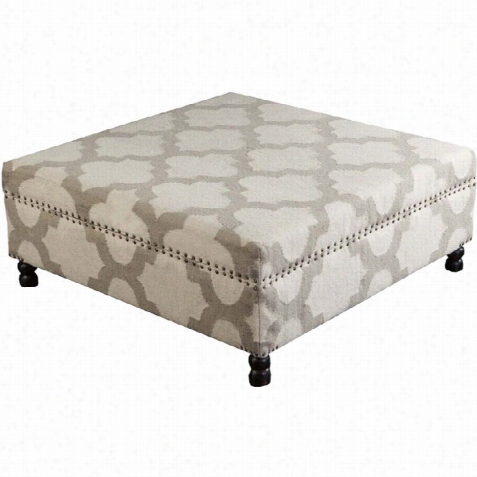 Surya Wool Square Nailheead Coffee Table Ottoman In Ivo Ry