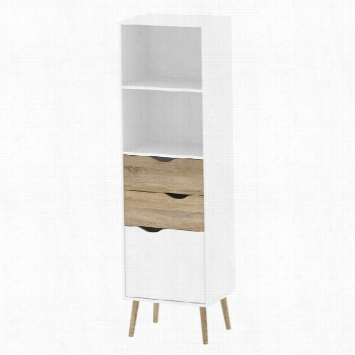 Tvilum Diana Bookcase With 2 Drawers And 1  Door In White Oak