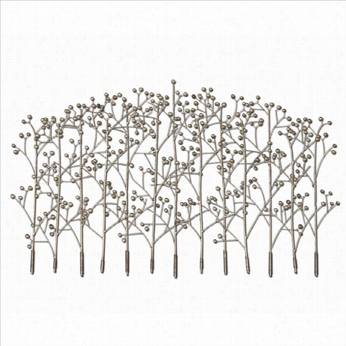 Uttermo St Hand Crafted Iron Trees Metal Wall  Art In Silver Hampagne