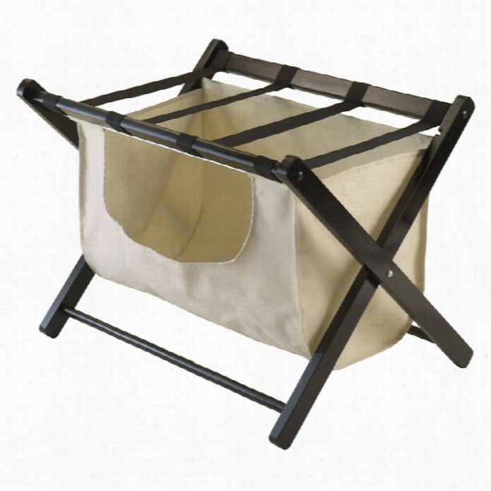 Winsome Dora  Luggage Rack W Ith Fa Bric Basket In Espresso