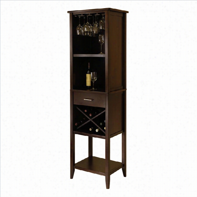 Winsome Palani Wine Tower In  Cappuccino Finish