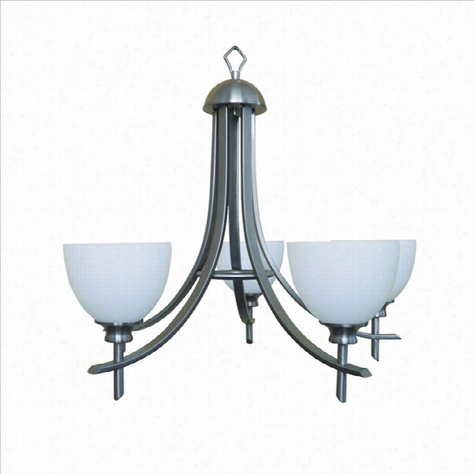 Yosemite Home Decor Sierra Pint 5 Light Chandelier In Satin Steel With Dove W Hite Glass