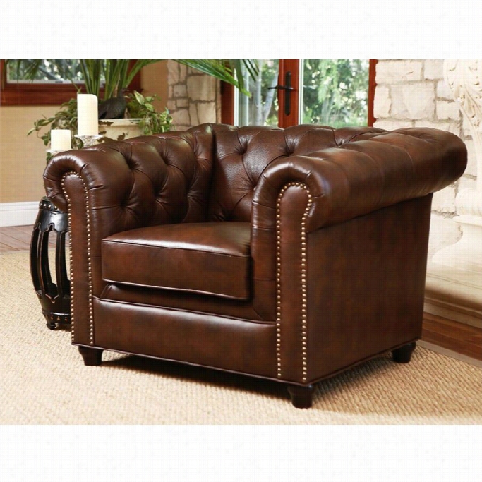 Abbyson Living Bedell Leather Accent  Chair In Brown