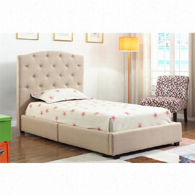 Abbyson Living Harlow Twin Upholstered Bed In Begie