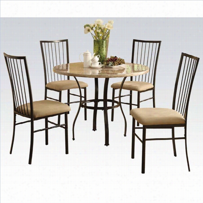 Acme Furniture Darell 5 Piece Pack Dining Set In White