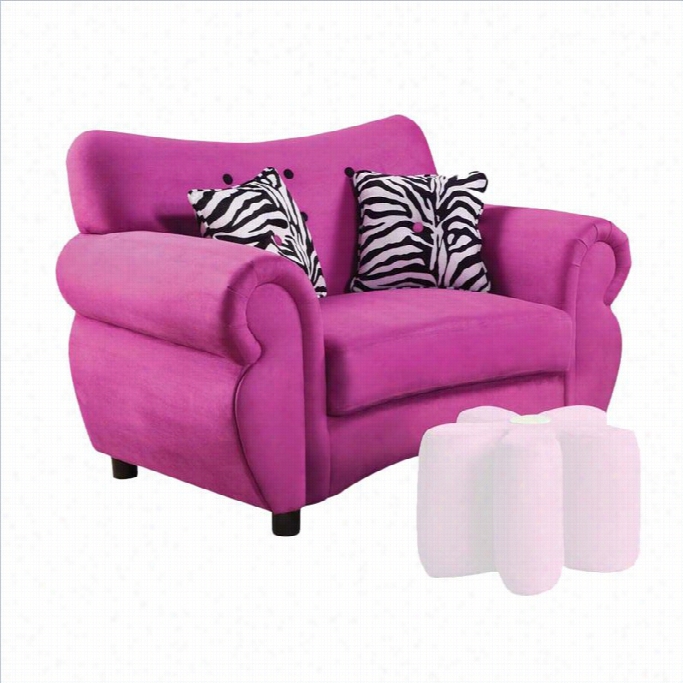 Acme Furniture Lucy Youth Chair With Ottooman In Pink