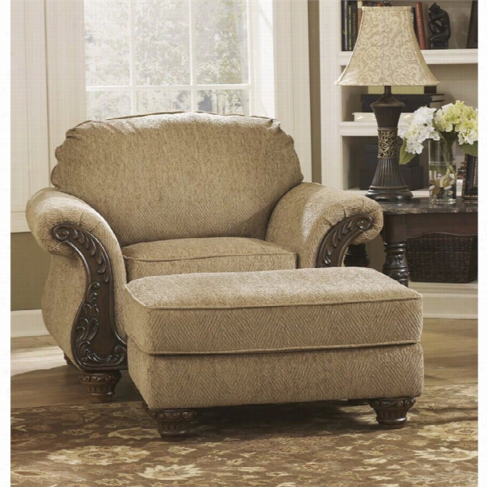 Ashley Cambridge Accent Chair With Ottomman In Amber