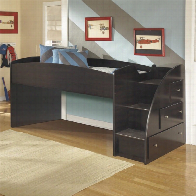 Ashley Comprehend 3 Drawer Woo Dtwin Right Loft Bed In Merlot