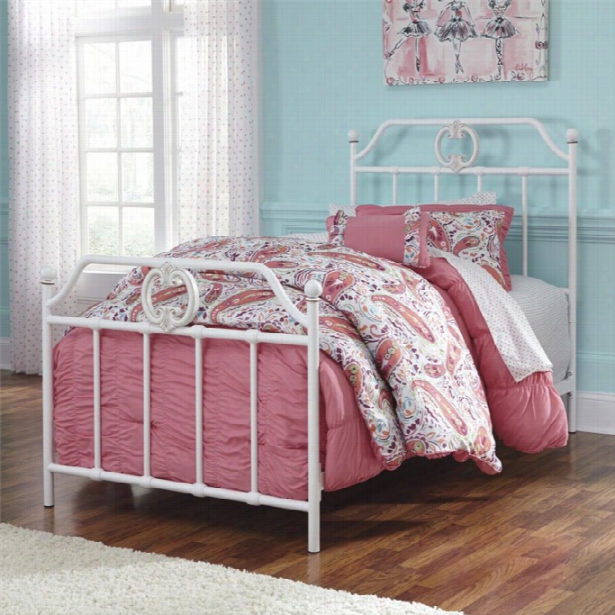 Ashley Korabella Metal Twin Bed In White