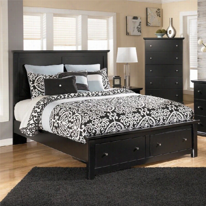 Ashley Maribel Wood Quee Npanel Storqge Bed In Black