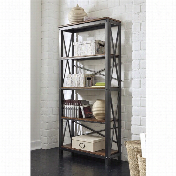 Ashley Shayn Evlle 5 Tier Large Bookcase In Rusticbrown