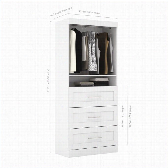 Bestar Pur 36 3-drawer Storage Unit In White