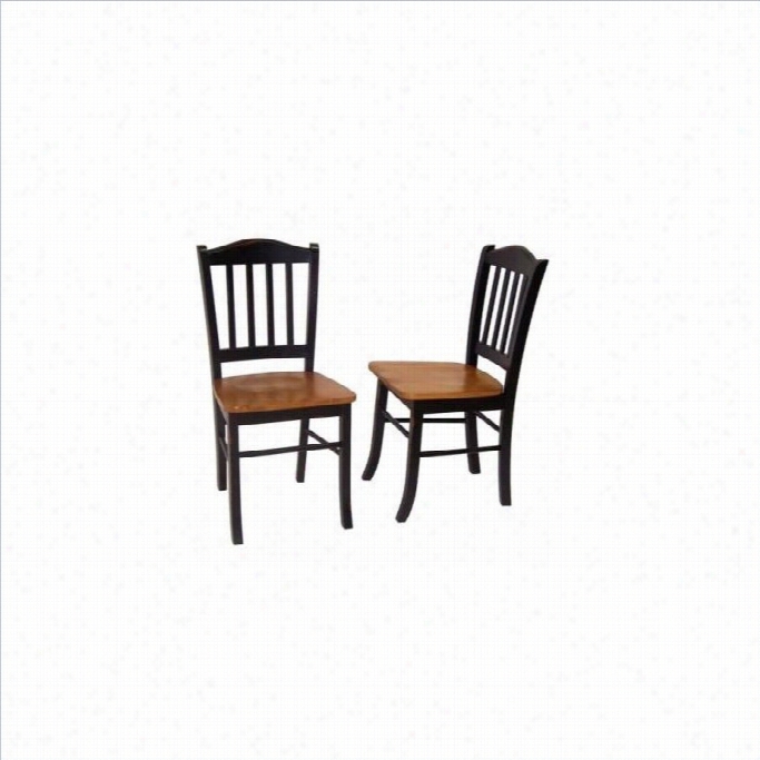 Boraam Shkaer Dining Chair In Black And Oak (set Of Two)