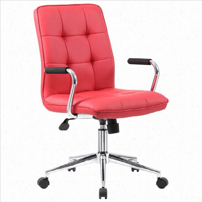 Boss Company Chair In Red With Chrome Arms