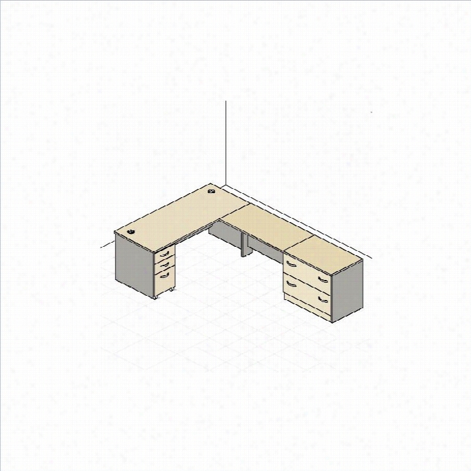 Bush Bbf Series C L-sape Off Ice Computer Desk In Auburn Maple