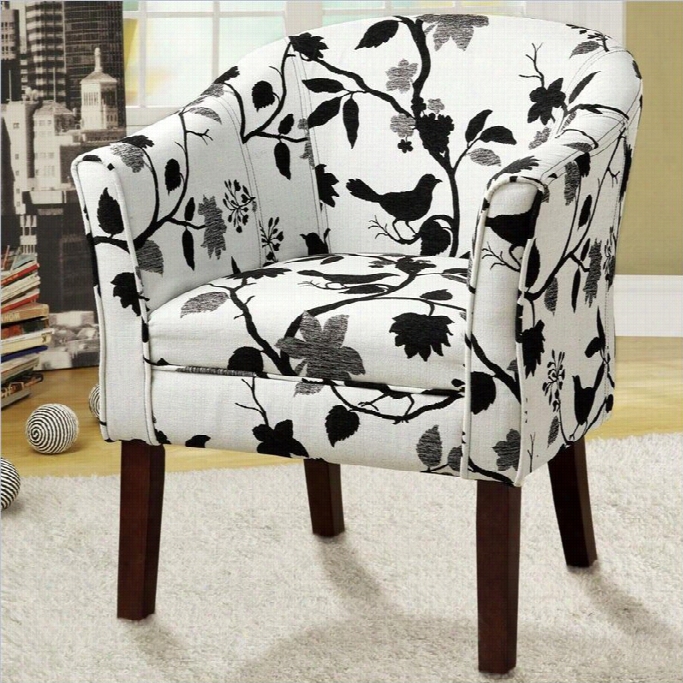 Coaster Intonation Barrel Chair In Bird And White Branch Pattern