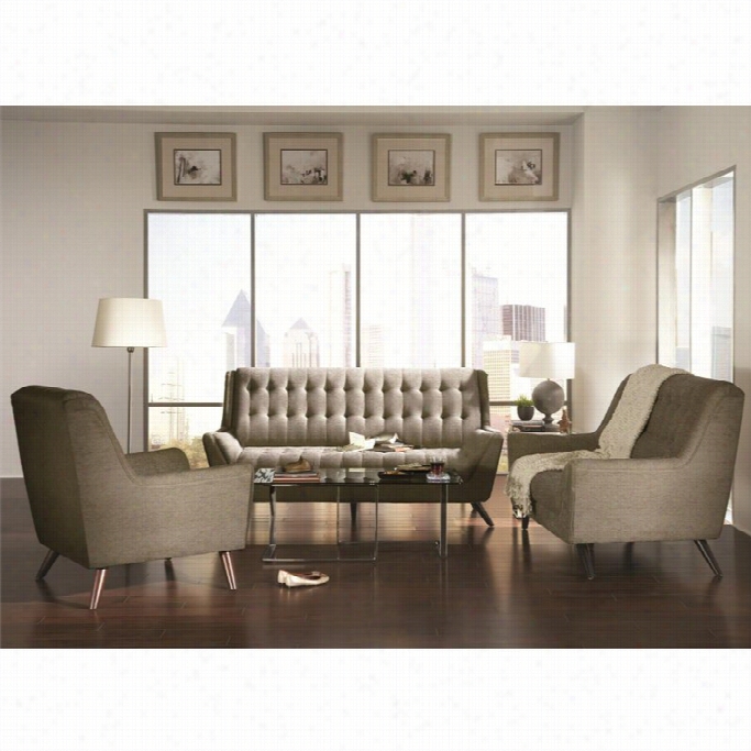 Coaster Natalia 3 Piece Tufted Fabric Sofa Set In Grey