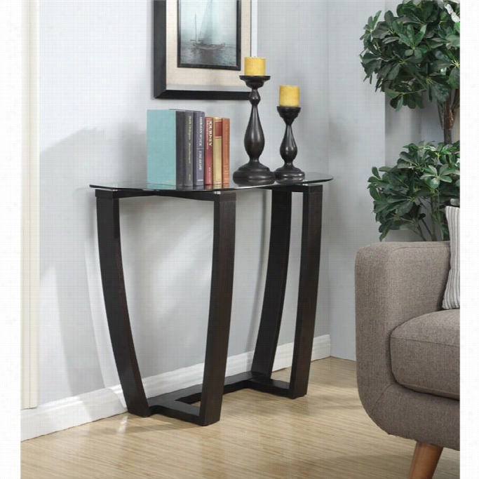 Covnenience Concepts Newlort Glass Top Console Table In Espresso