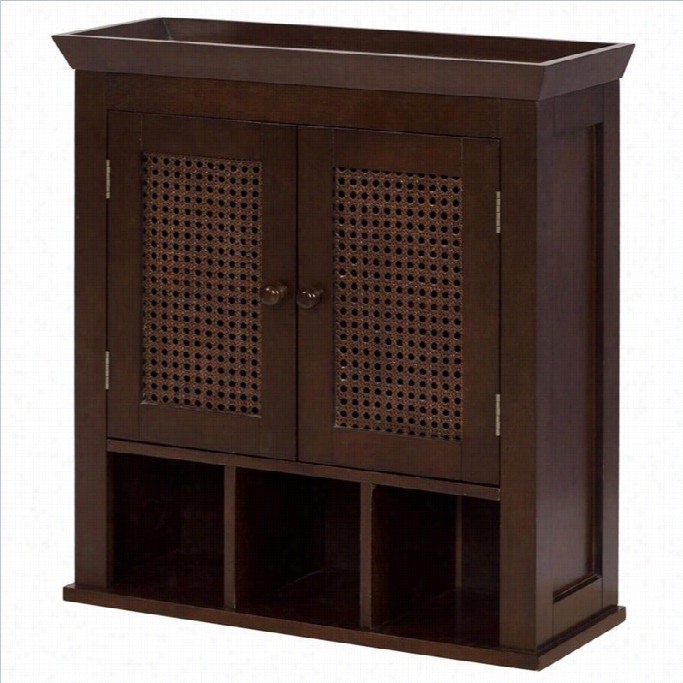 Elgant Home Fashions Cane 2-door Wall Cabinet In Brown