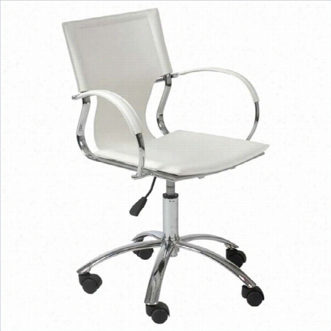 E Urostyle Vinnieoffice Chair In White Leather/chrome