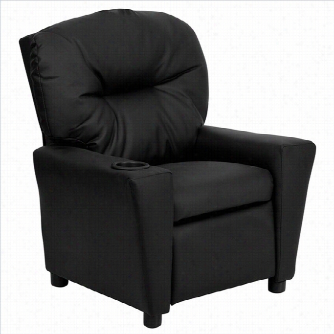 Flash Furniture Contemp Orary Kids Recliner In Black With Cup Holder