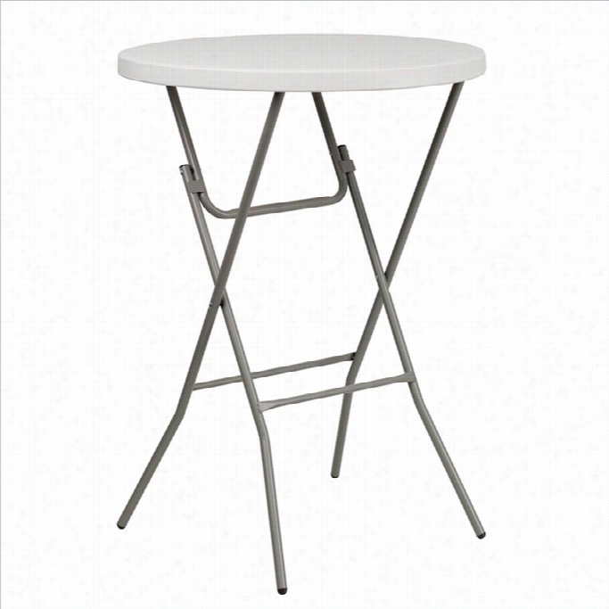 F Lash Firniture Round Bar Height Folding Table In White