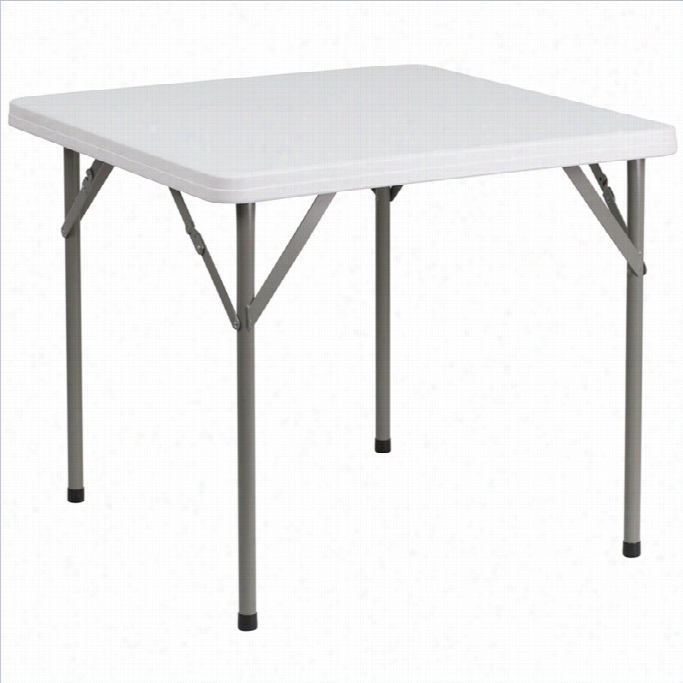 Flash Furniture Ssquare Granite Folding Table In White