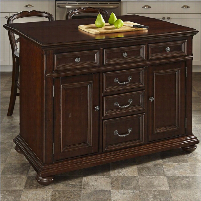 Domestic Styles Colonial Classic 3 Piece Wood Op Kitchen Sland Placed In Dark Cherry