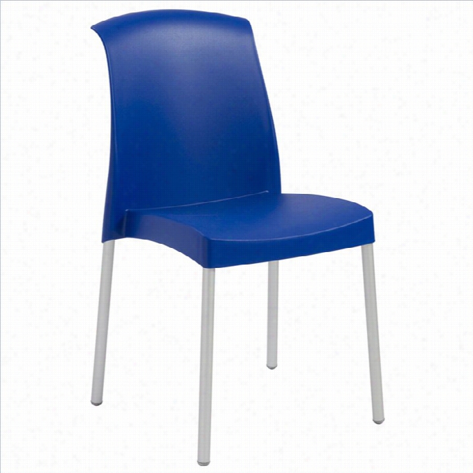 Italmodern Jenny Stacking Dining Chair In Blue And Aluminum