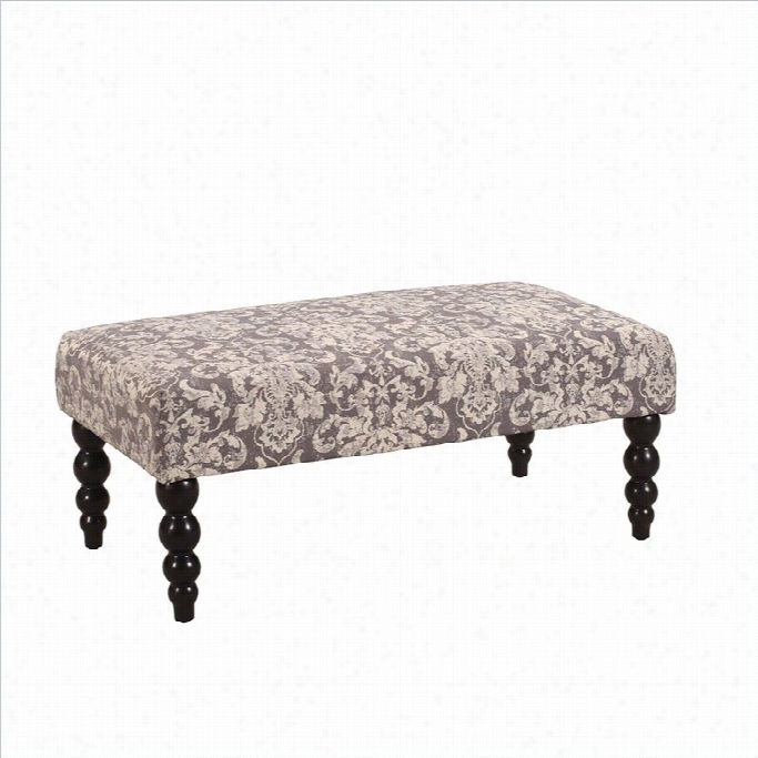 Linon Claire Bench In Gray Damask