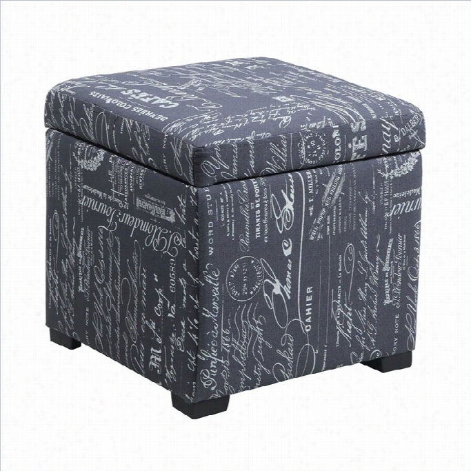 Linon Judith Ottoman With Jewelry Storage In Script