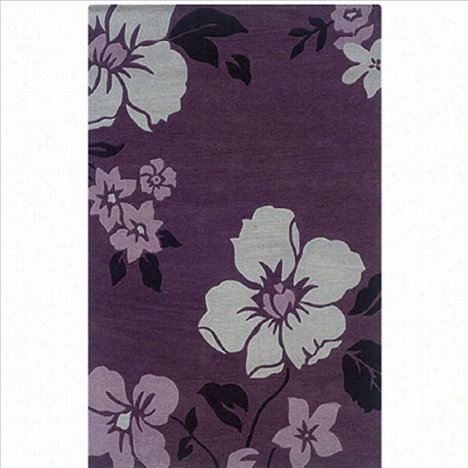 Linon Rugs Trio With A Twist Rectangular Area Rug In Eggplant/ivory-8' X 10'