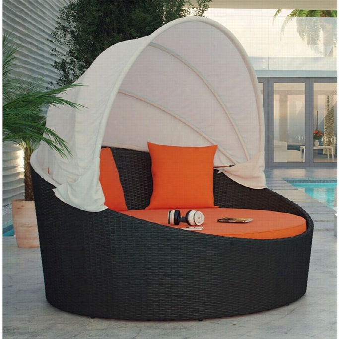 Modway Sietsa Canopy Patio Daybed In Esprsso And Orange