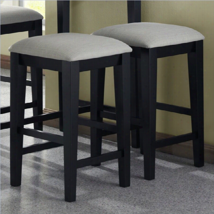 Monarch 24 Uphostered Seat  Bar Stool In Black Grain (set Of 2)