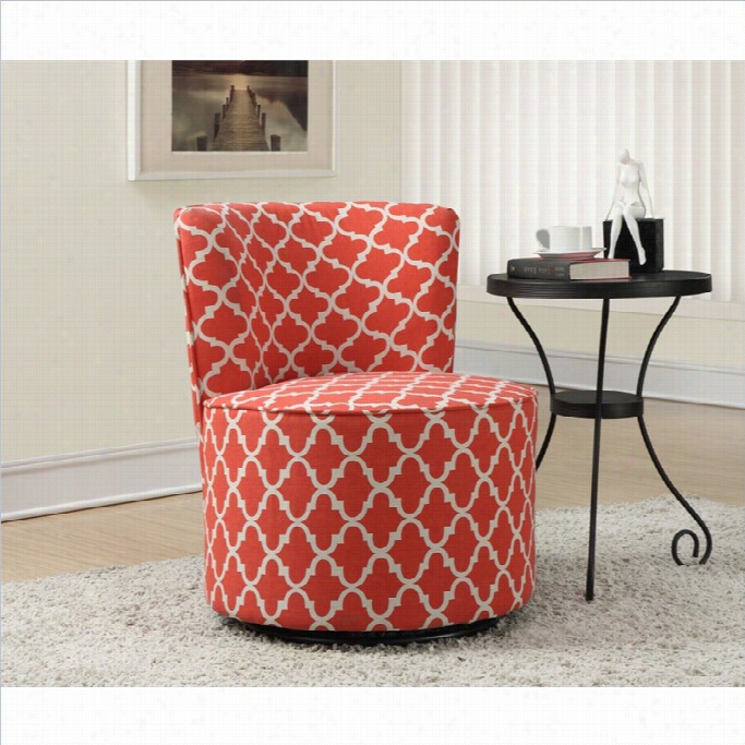 Sovereign Lantern Fabric Accent Chair With Swivel Base In Coral