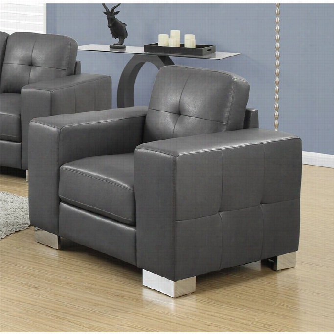 Monarch Leather Accent Chair N Cahrcoal Gray