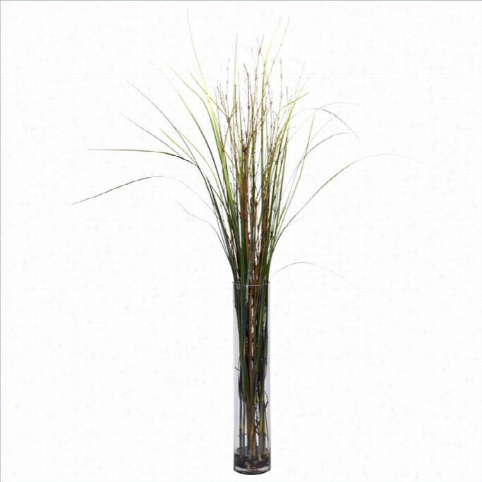 Nwarly Natural Grass And Bamboo With Cylinder Silk  Plant In Green