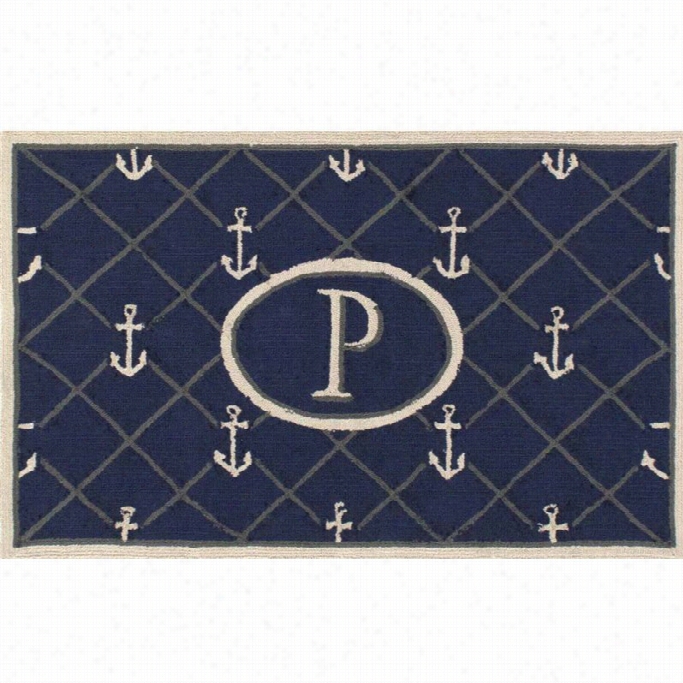 Nuloom 2 ' 6 X 4' Hand Hooked Ancchor Elcome Doormat Rug In Letter P